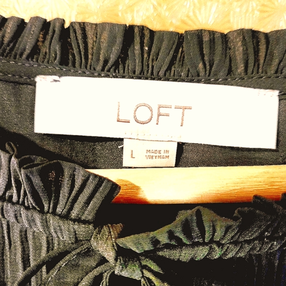 🍀❤️ NWT-LOFT-Midi Dress-Waist Sash-Long See Through- Sleeves Finely Pleaded-L - Picture 3 of 7